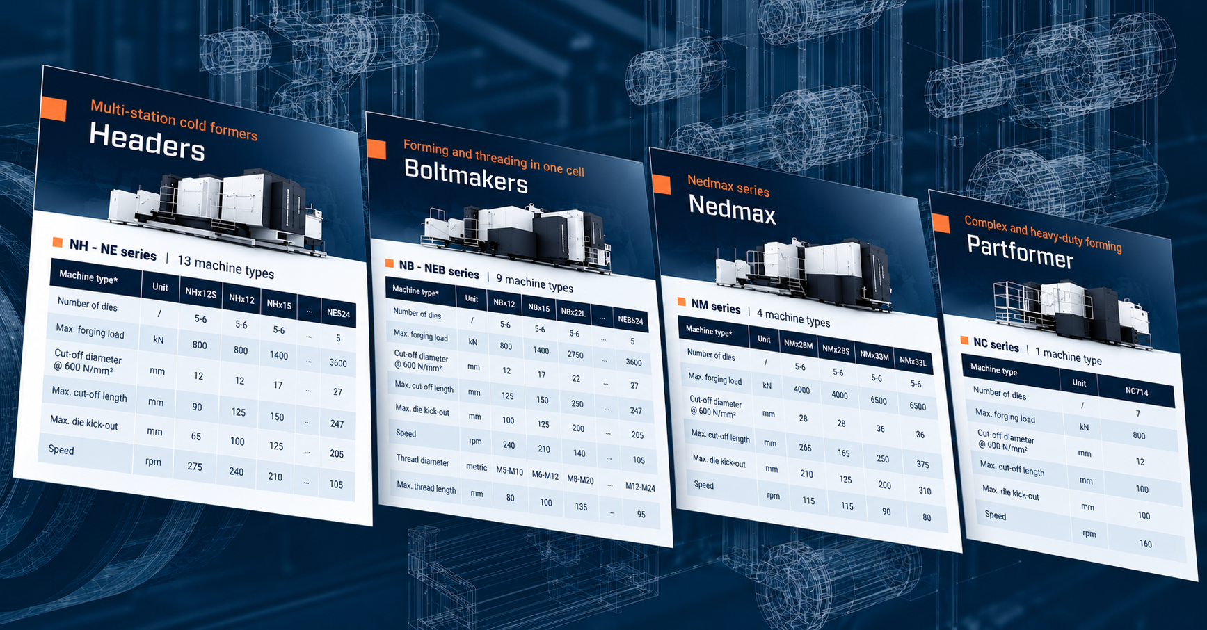 Nedschroef Machinery Cold forming Machines, Technical Specifications, Cold Forming Machine overview